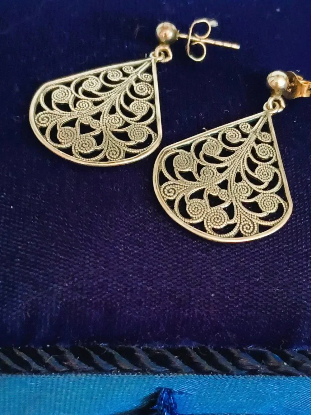 Vintage 925 Filigree Teardrop Earrings Dangle Drop Sterling Silver Post Jewelry